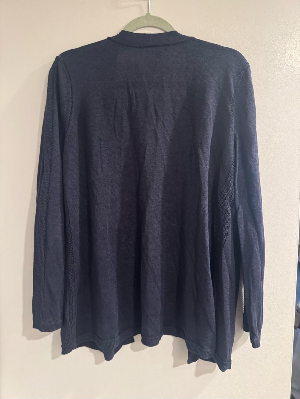 Talbots 100% Linen Navy Open Front Knit Cardigan Women’s Large - Picture 5 of 5